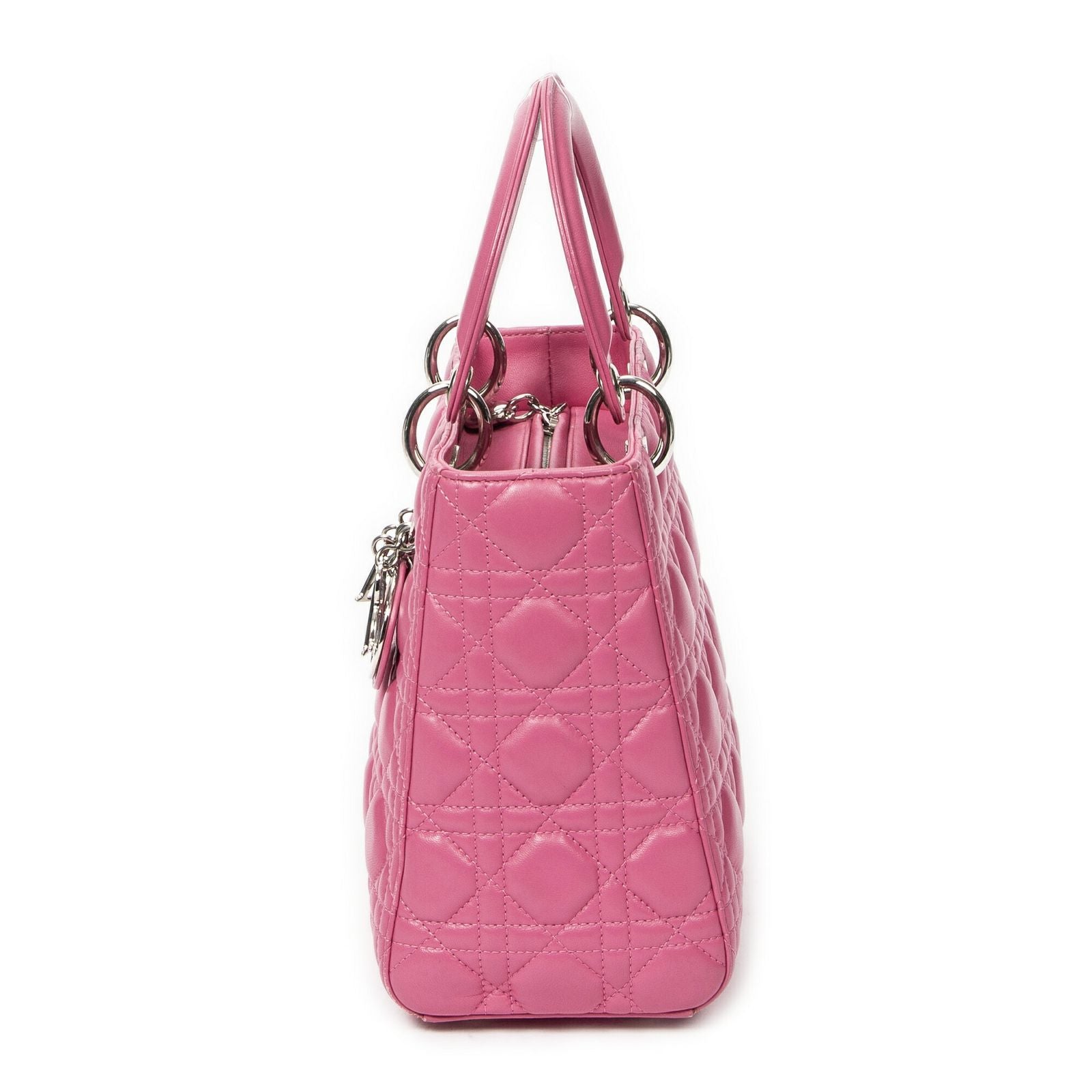 Dior Lady Dior Zip Pink Kanji Lambskin Leather Handbag — view 3
