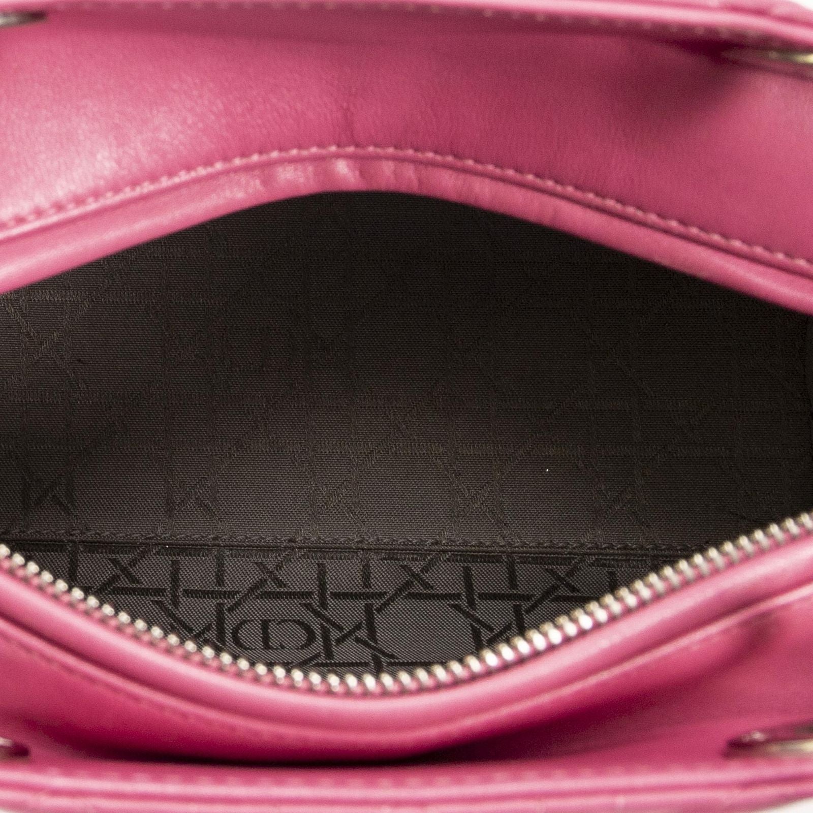 Dior Lady Dior Zip Pink Kanji Lambskin Leather Handbag — view 9