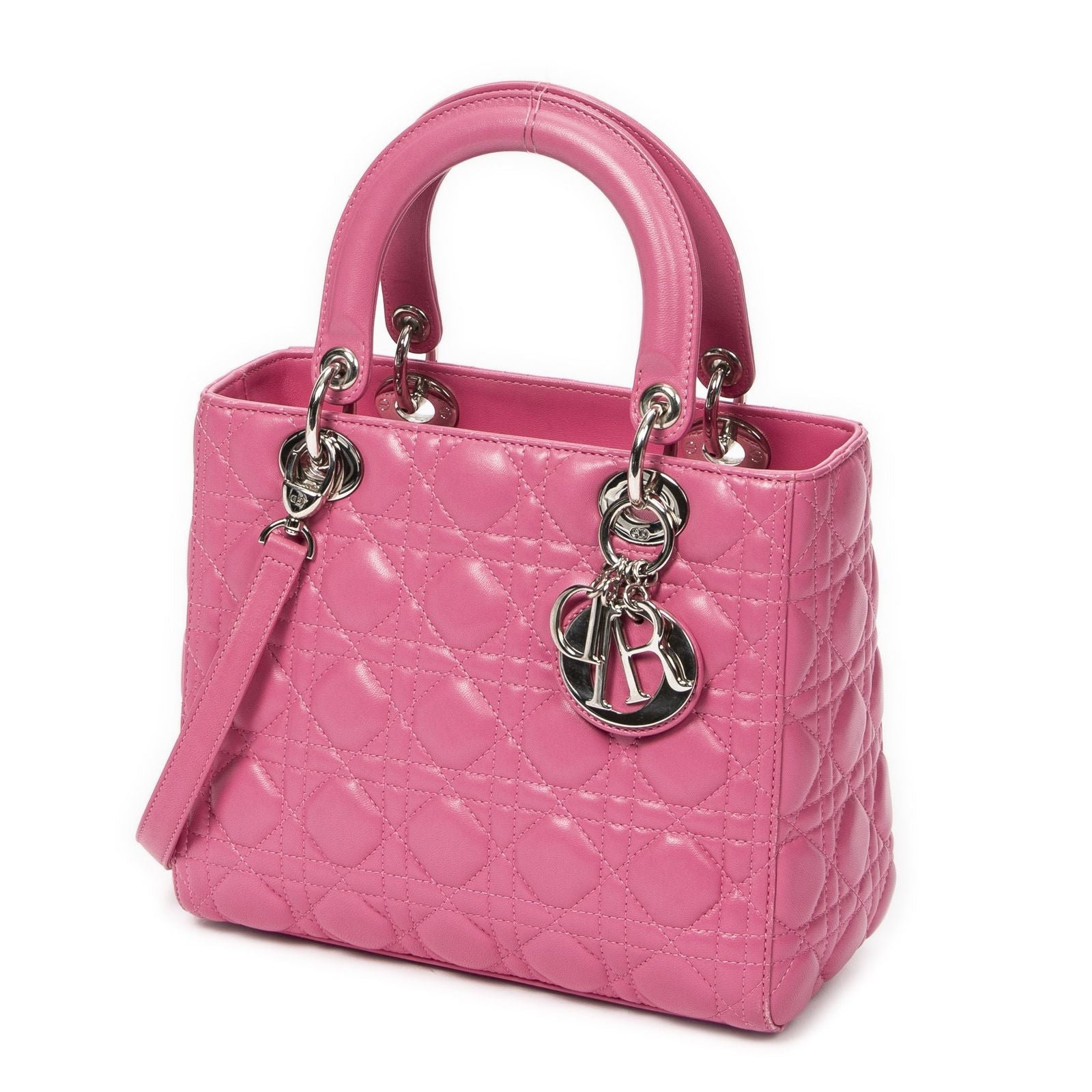 Dior Lady Dior Zip Pink Kanji Lambskin Leather Handbag — view 2