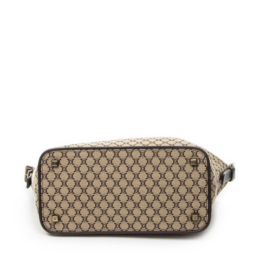Celine Vintage Mini Zip Hobo Beige Macadam Canvas — view 6