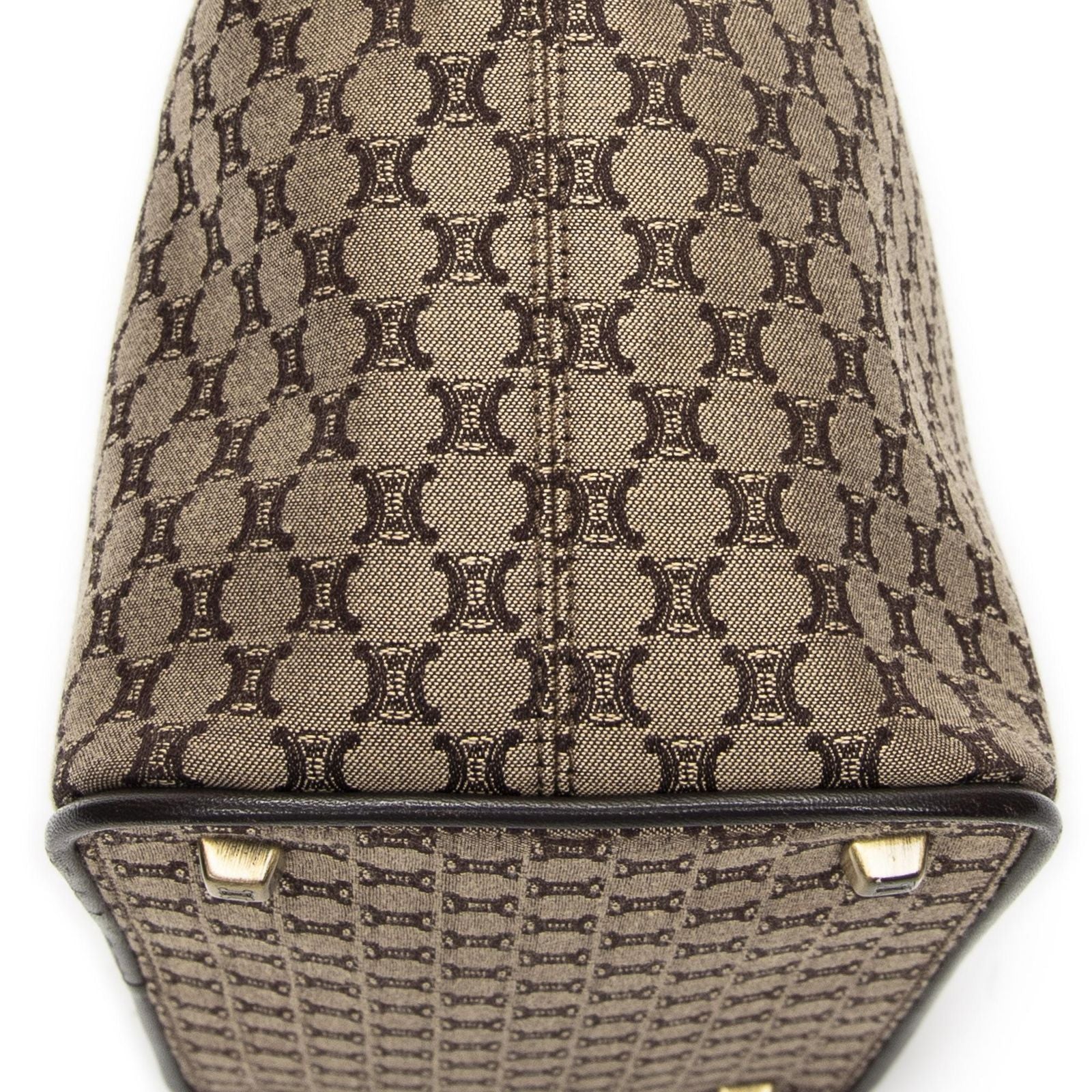 Celine Vintage Mini Zip Hobo Beige Macadam Canvas — view 7