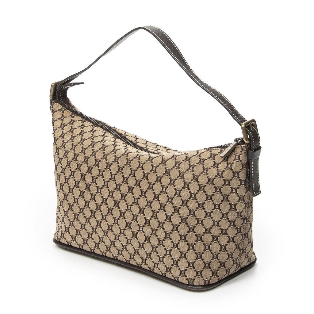 Celine Vintage Mini Zip Hobo Beige Macadam Canvas — view 2