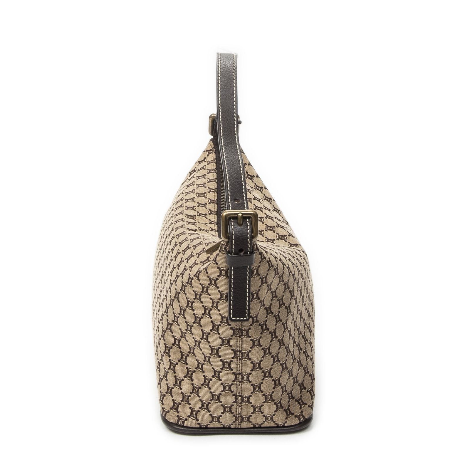 Celine Vintage Mini Zip Hobo Beige Macadam Canvas — view 3