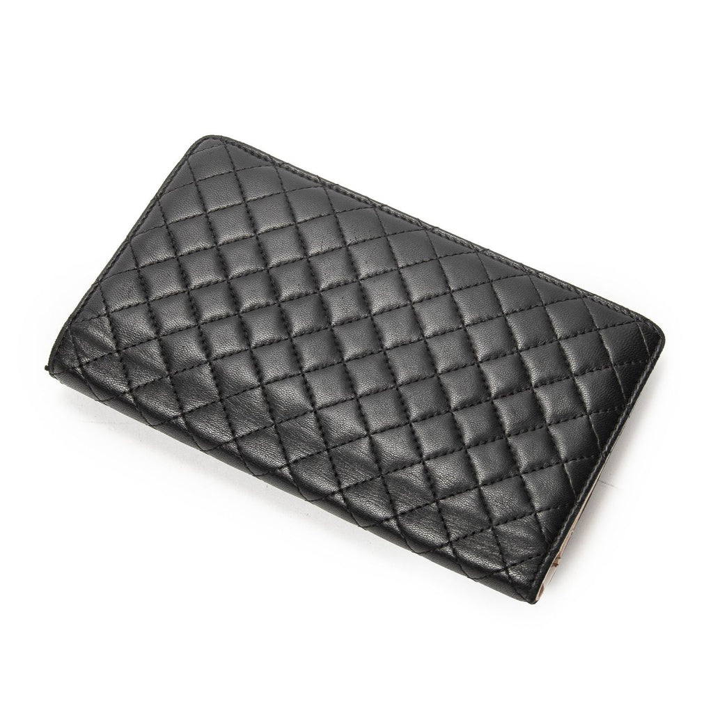 Chanel CC Vertical L Yen Wallet Black Light Pink Quilted Lambskin Leather — view 2