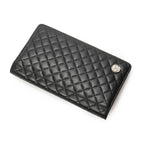 Chanel CC Vertical L Yen Wallet Black Light Pink Quilted Lambskin Leather