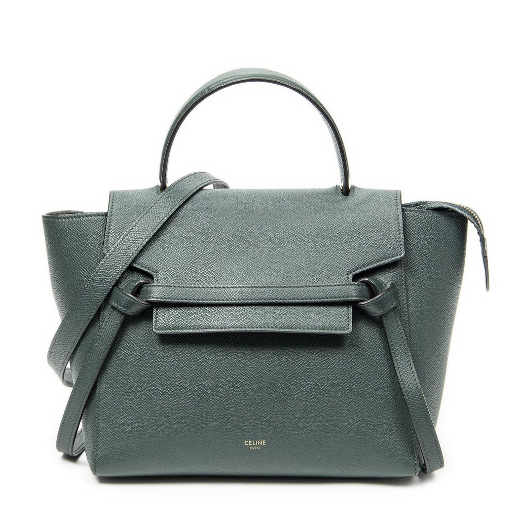 Celine Micro Belt Bag Green Gray Calfskin Leather