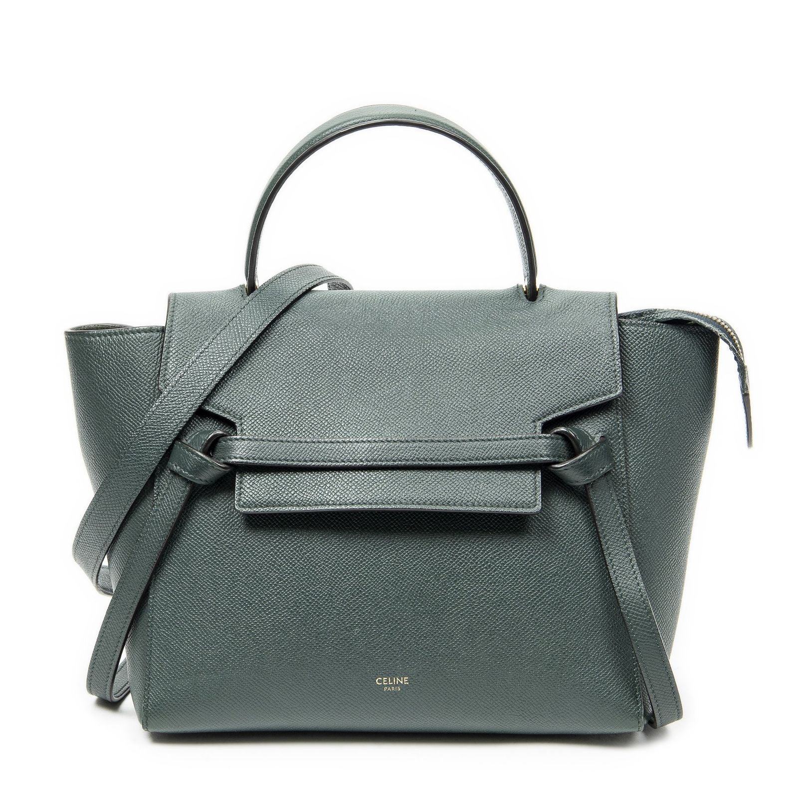 Celine Micro Belt Bag Green Gray Calfskin Leather