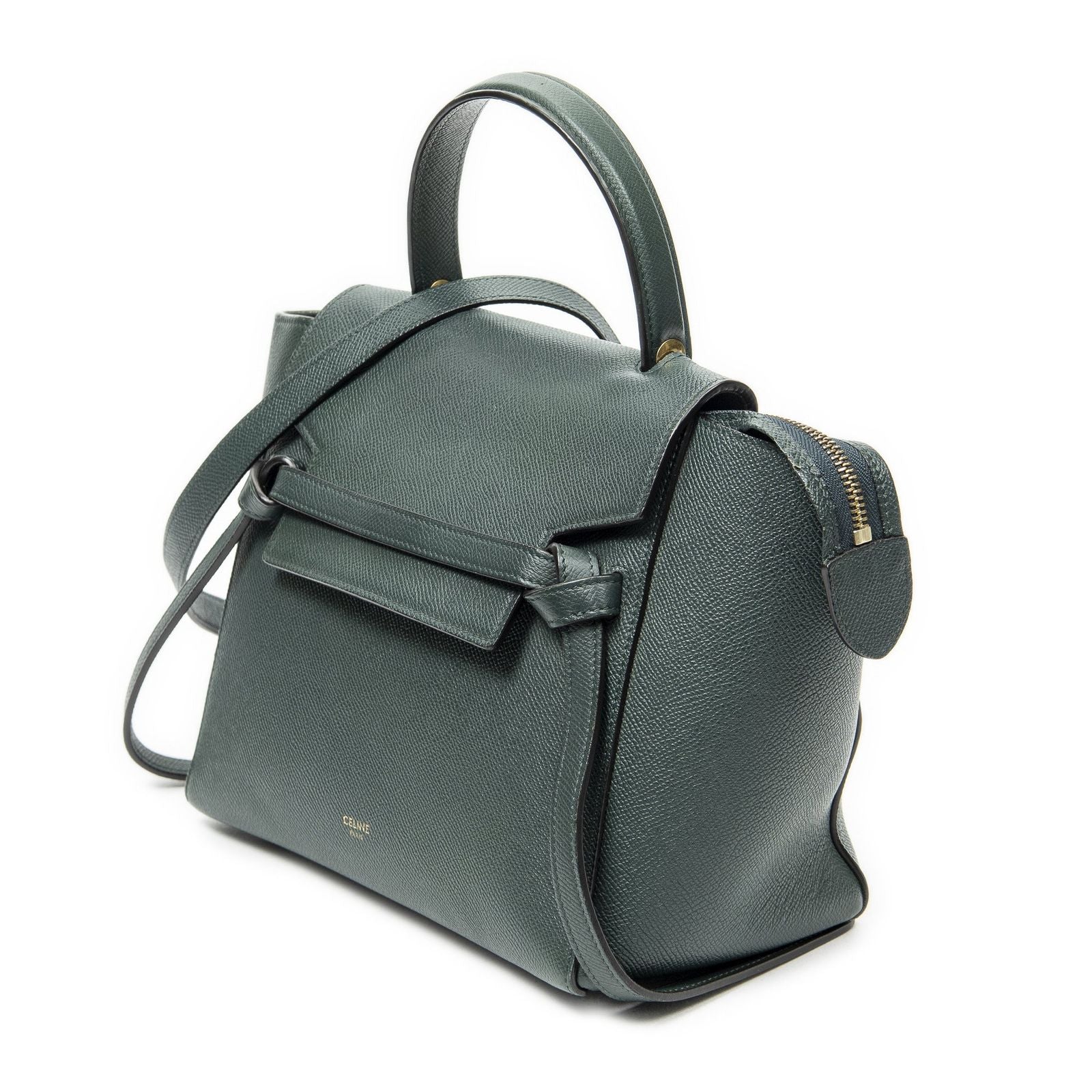Celine Micro Belt Bag Green Gray Calfskin Leather — view 2