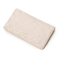 Chanel CC Wild Stitch L Yen Wallet Light Pink Quilted Lambskin Leather