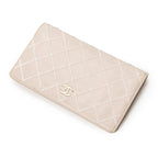 Chanel CC Wild Stitch L Yen Wallet Light Pink Quilted Lambskin Leather