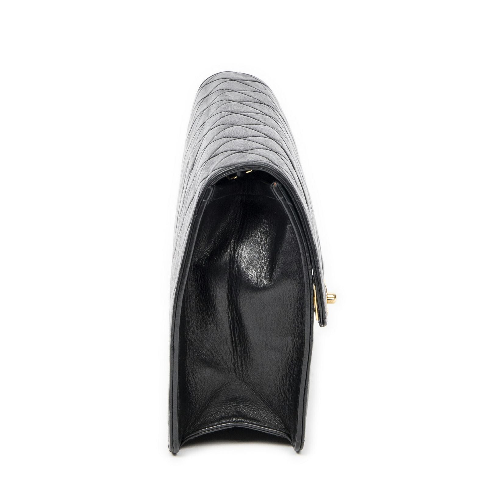 Chanel Vintage Pushlock Straight Flap Black Quilted Lambskin Leather — view 4