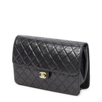 Chanel Vintage Pushlock Straight Flap Black Quilted Lambskin Leather — view 2