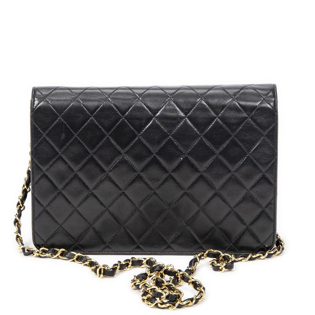 Chanel Vintage Pushlock Straight Flap Black Quilted Lambskin Leather — view 5