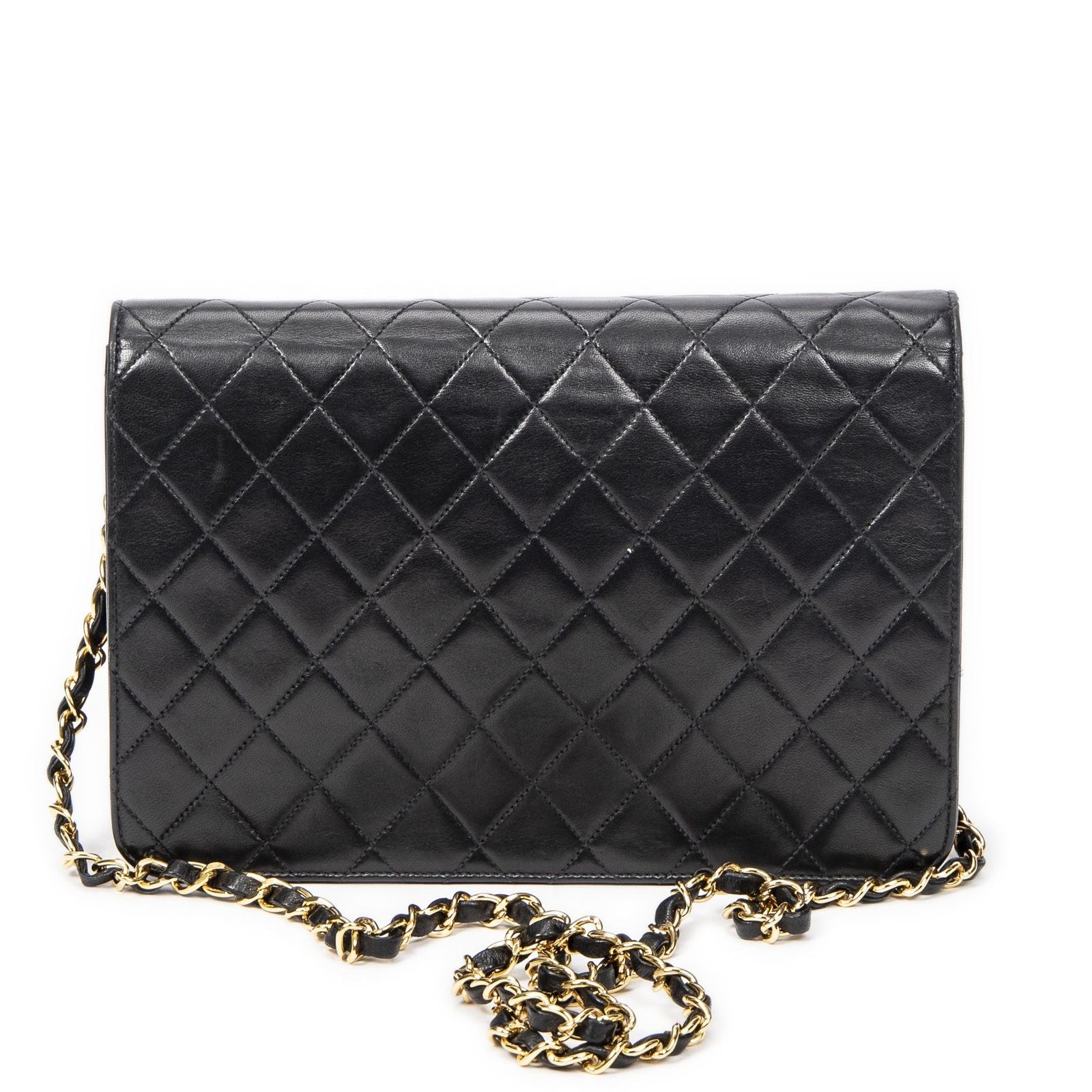 Chanel Vintage Pushlock Straight Flap Black Quilted Lambskin Leather — view 5