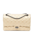 Chanel Large 2.55 Laish Gold Quilted Distressed Caviar Leather Handbag