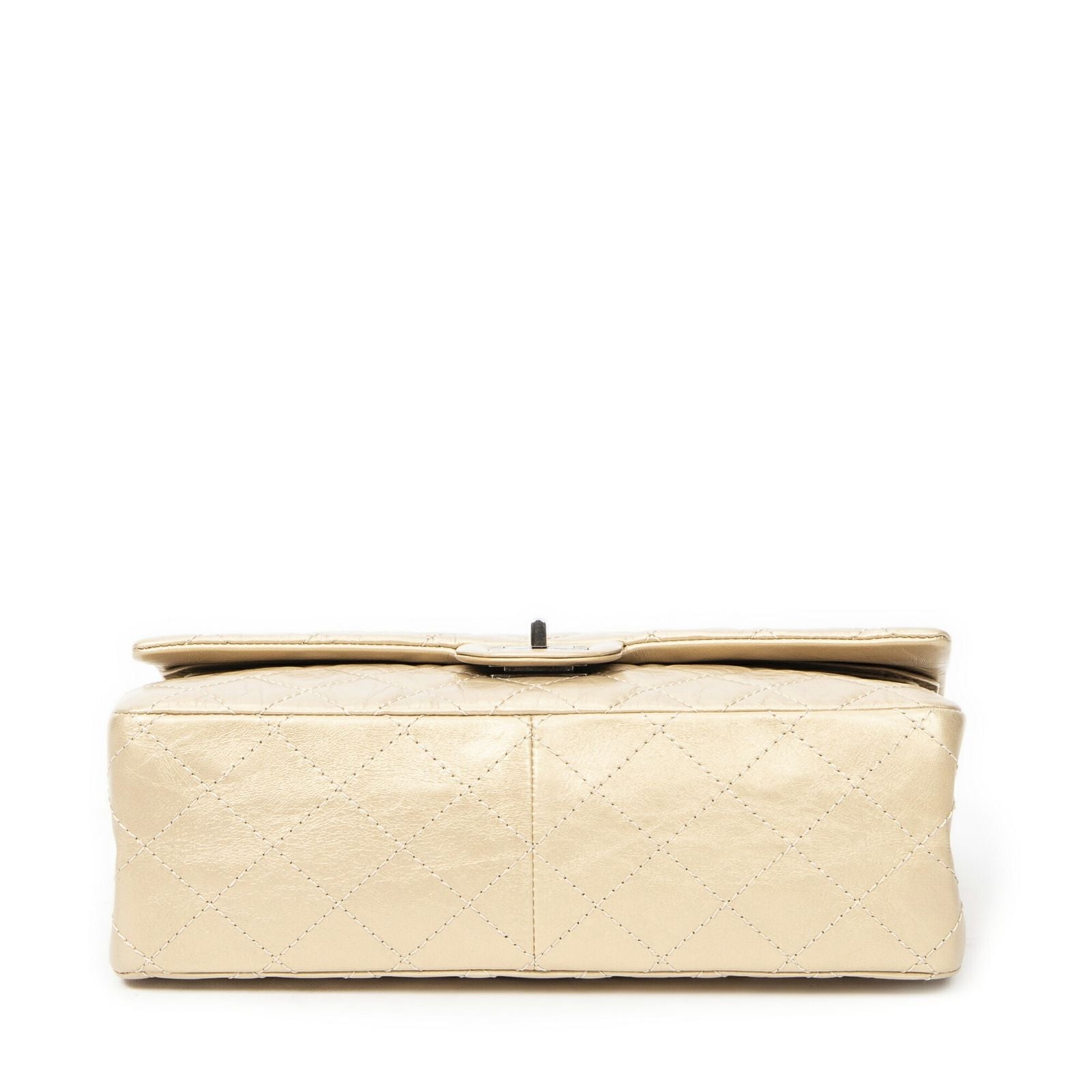 Chanel Large 2.55 Laish Gold Quilted Distressed Caviar Leather Handbag — view 6