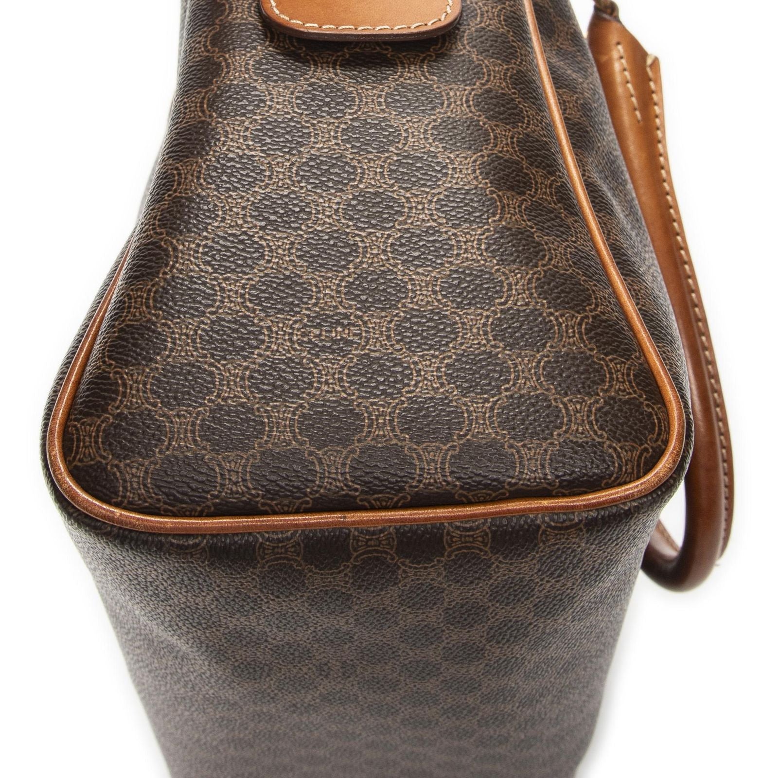Celine Vintage Boston Brown Macadam Canvas Shoulder — view 8