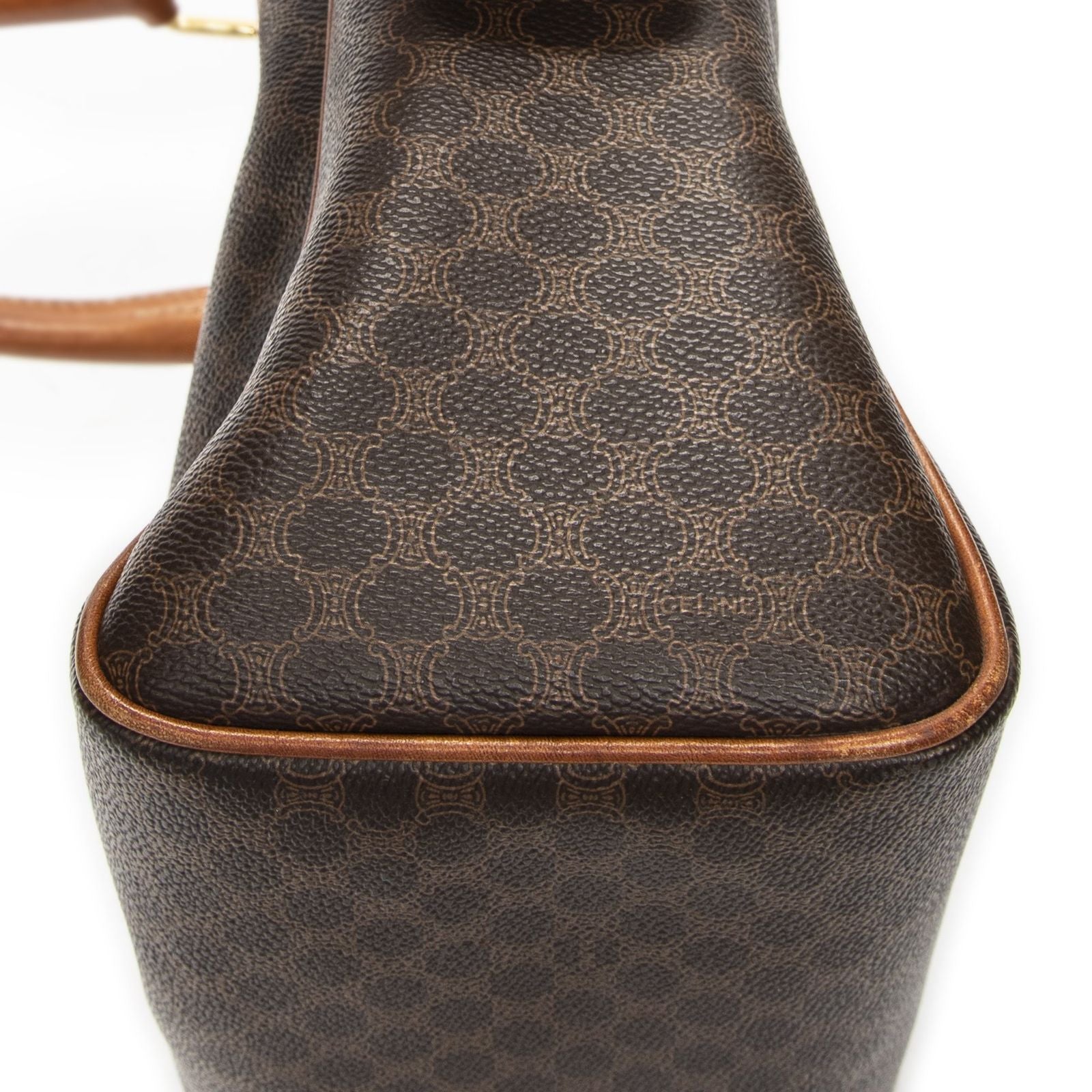 Celine Vintage Boston Brown Macadam Canvas Shoulder — view 7