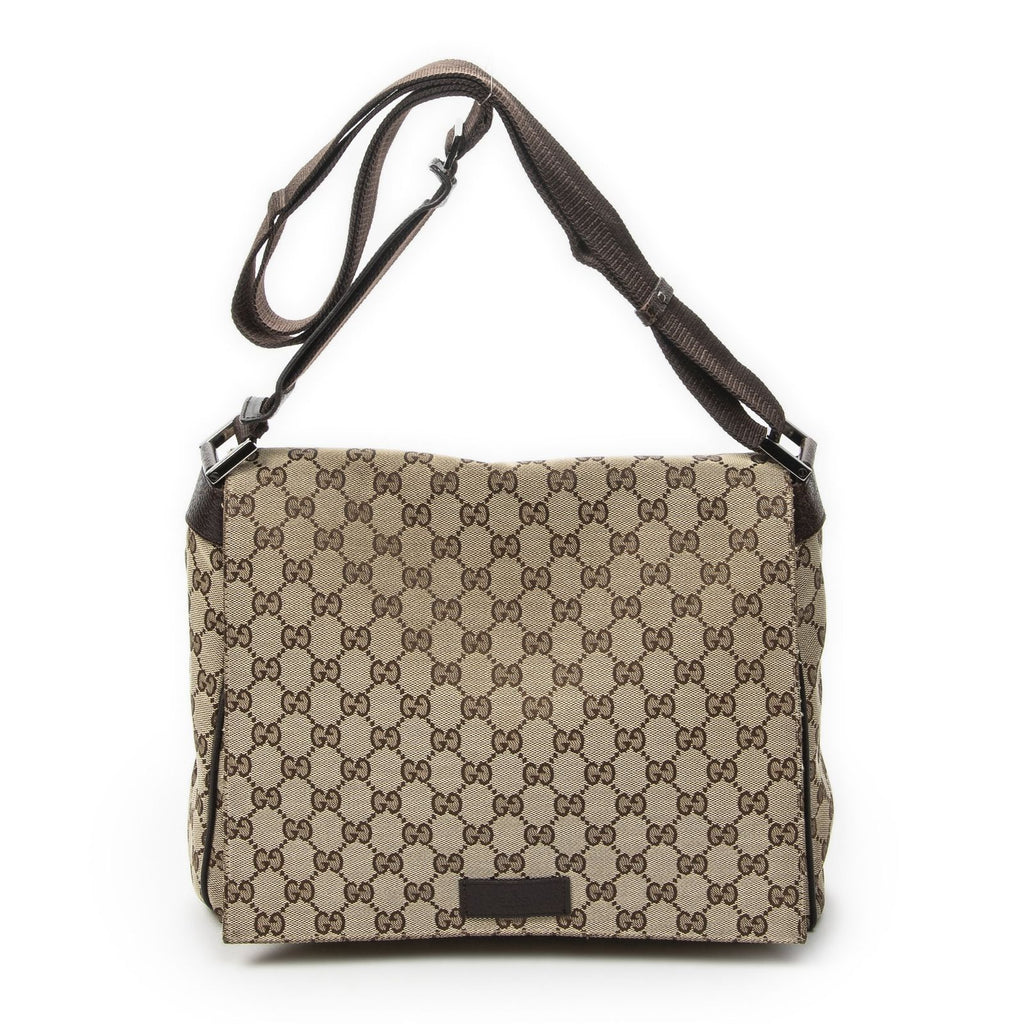 Gucci Flap Messenger Beige Brown GG Canvas