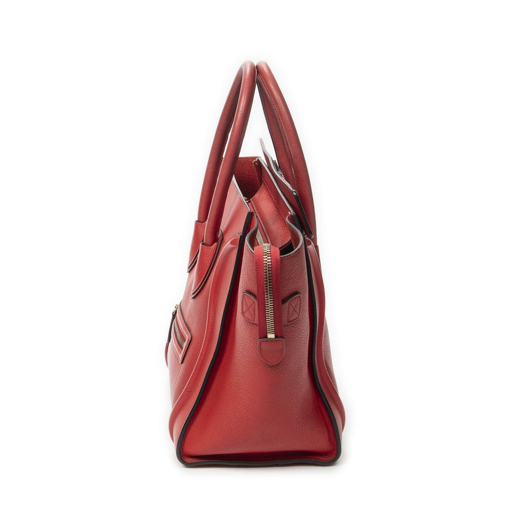 Celine Mini Luggage Red Calfskin Leather — view 3