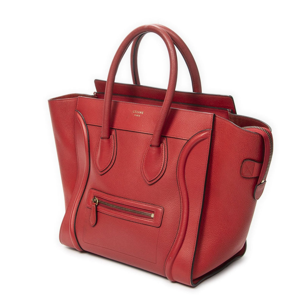 Celine Mini Luggage Red Calfskin Leather — view 2