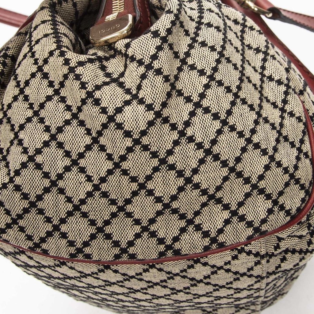 Gucci Ski Boston Beige Red Diamante Canvas Messenger — view 8
