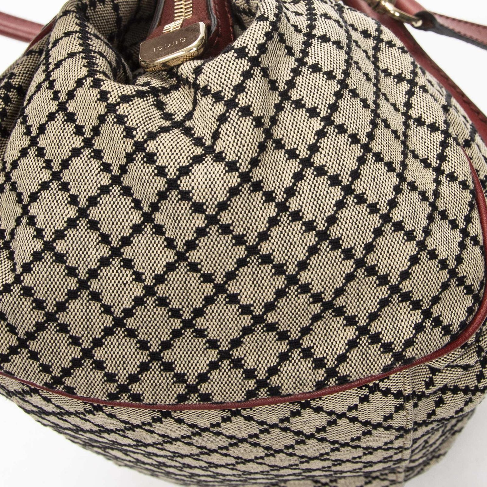 Gucci Ski Boston Beige Red Diamante Canvas Messenger — view 8