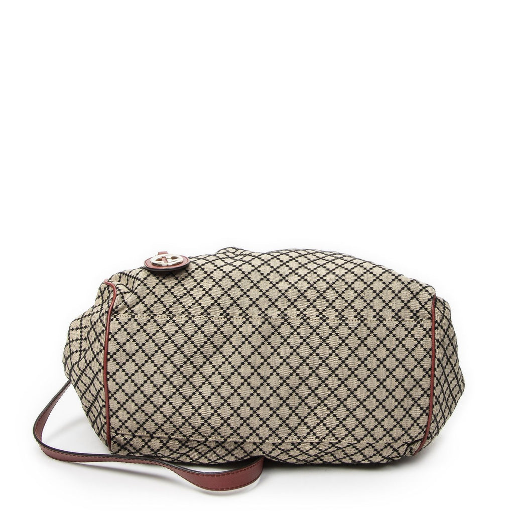 Gucci Ski Boston Beige Red Diamante Canvas Messenger — view 6