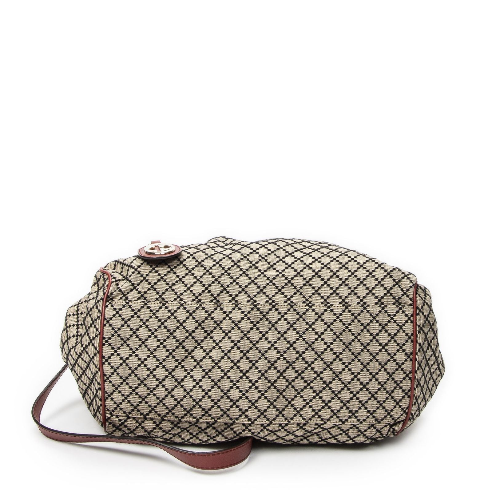 Gucci Ski Boston Beige Red Diamante Canvas Messenger — view 6