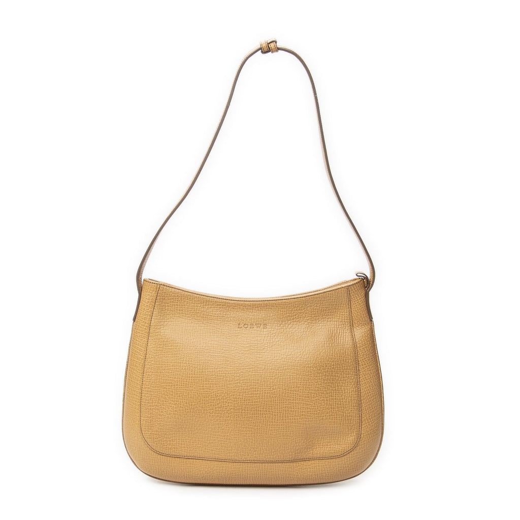 Loewe Zip Button Gray Calfskin Leather Messenger