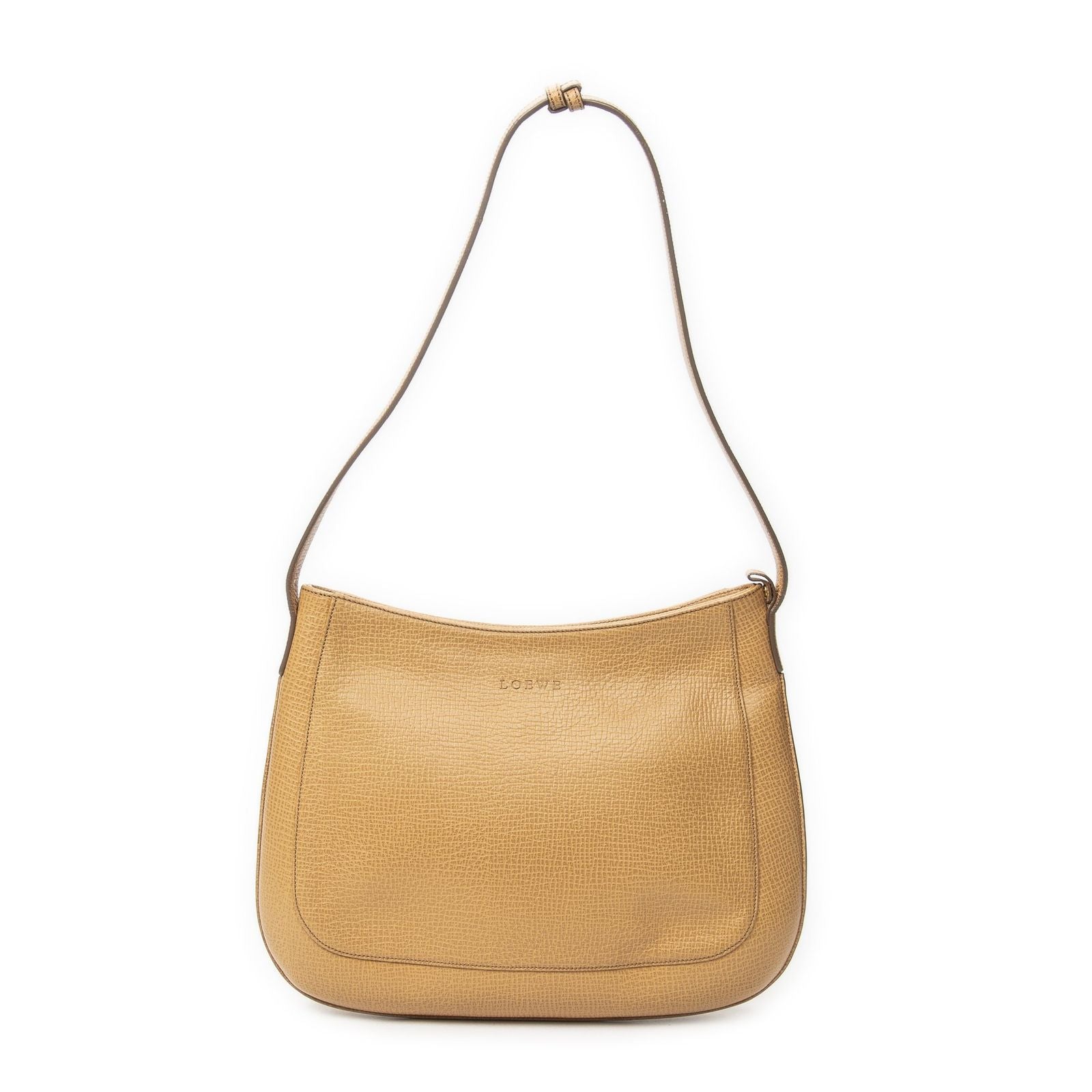 Loewe Zip Button Gray Calfskin Leather Messenger