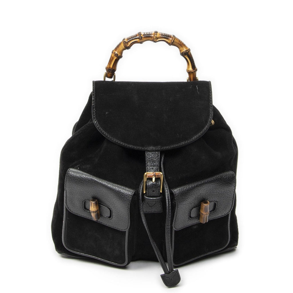Gucci Rajibanbu Backpack Black Suede Leather