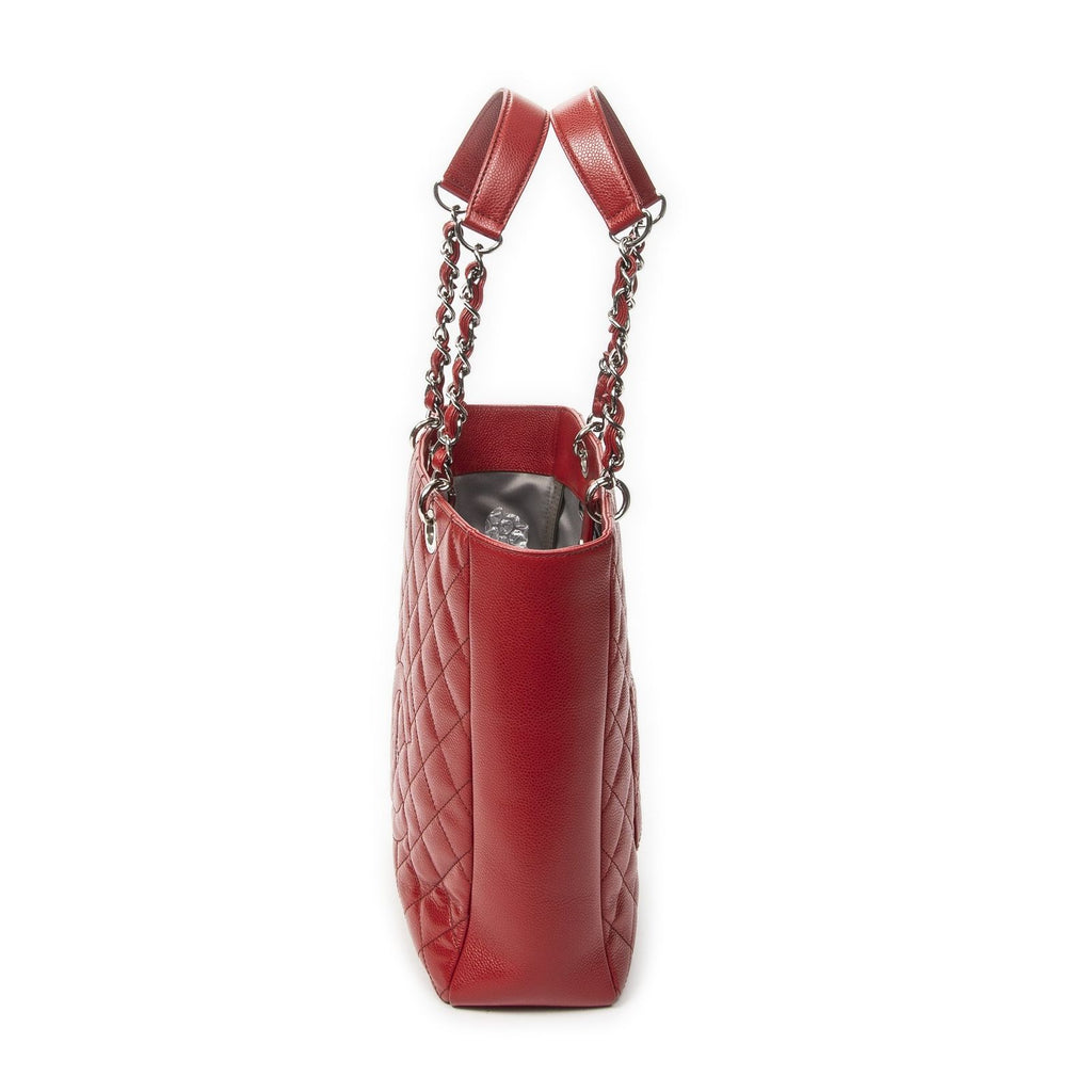 Chanel Grand Shopping Tote GST Red Quilted Caviar Leather — view 3