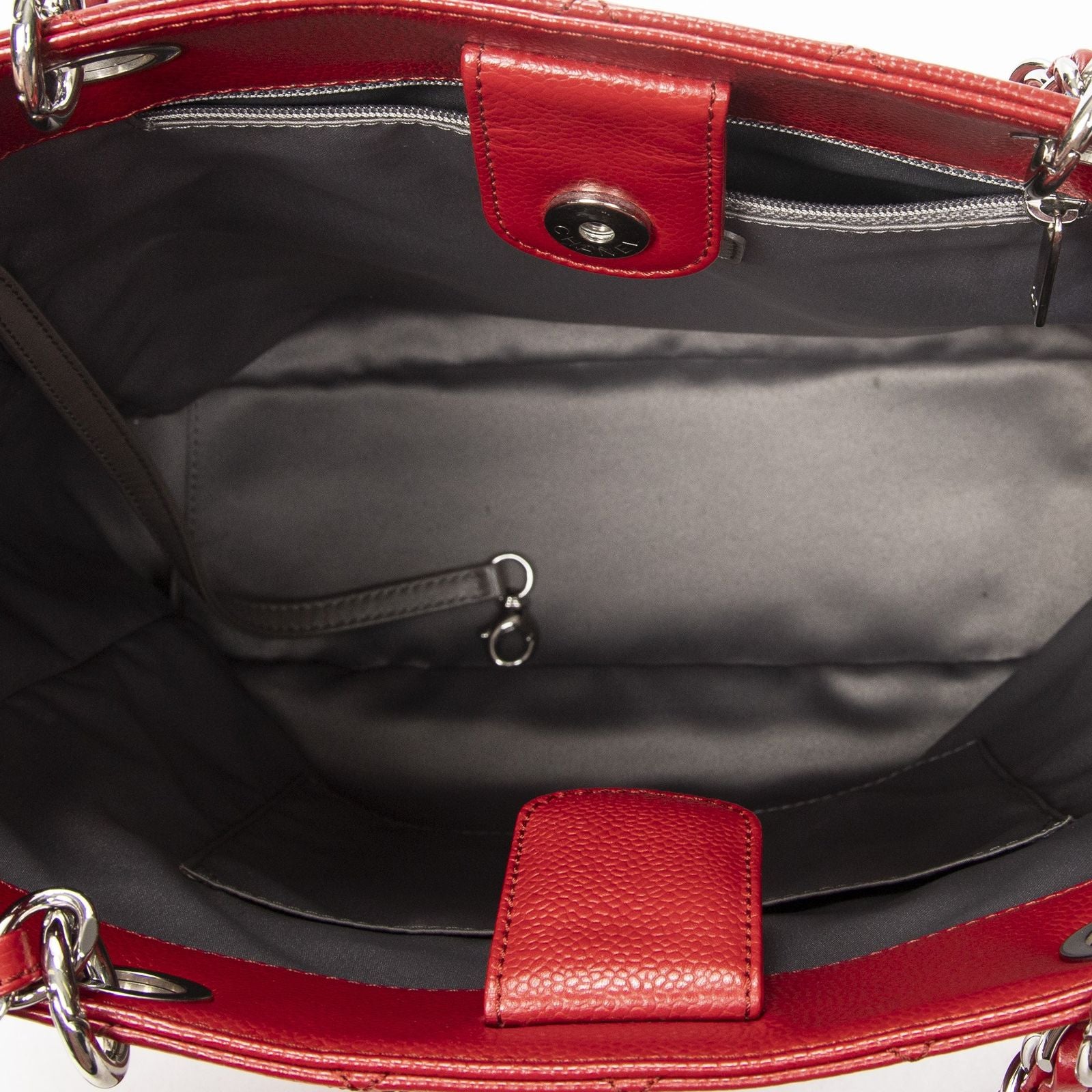 Chanel Grand Shopping Tote GST Red Quilted Caviar Leather — view 9