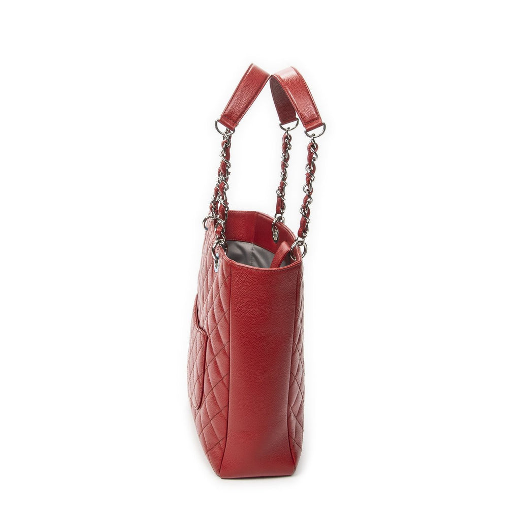 Chanel Grand Shopping Tote GST Red Quilted Caviar Leather — view 4