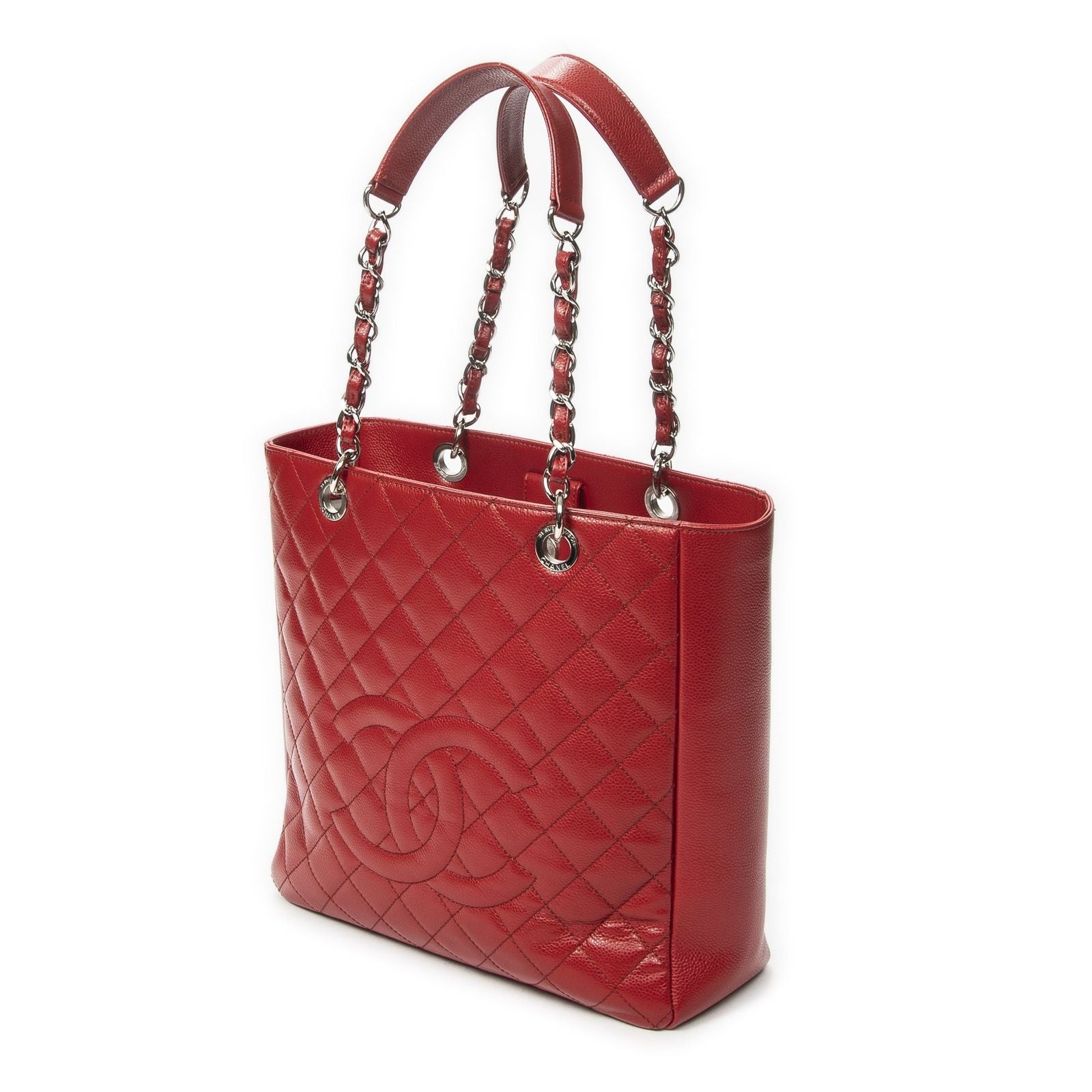 Chanel Grand Shopping Tote GST Red Quilted Caviar Leather — view 2