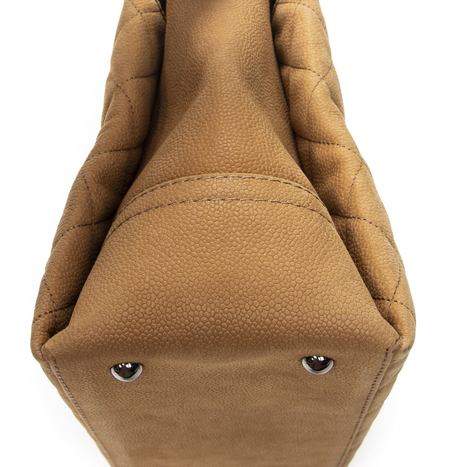 Chanel Pearly Shopping Tote Tan Quilted Caviar Leather — view 7