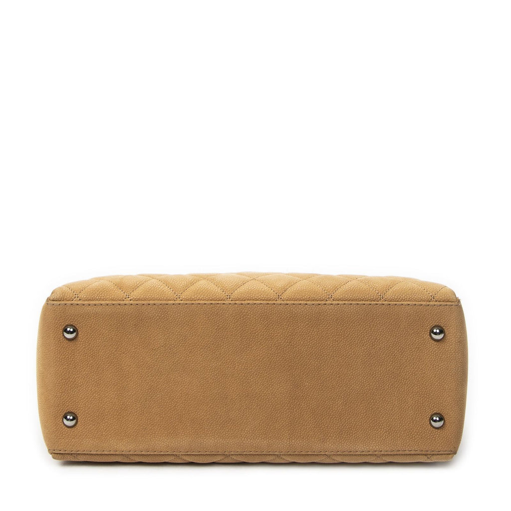 Chanel Pearly Shopping Tote Tan Quilted Caviar Leather — view 6