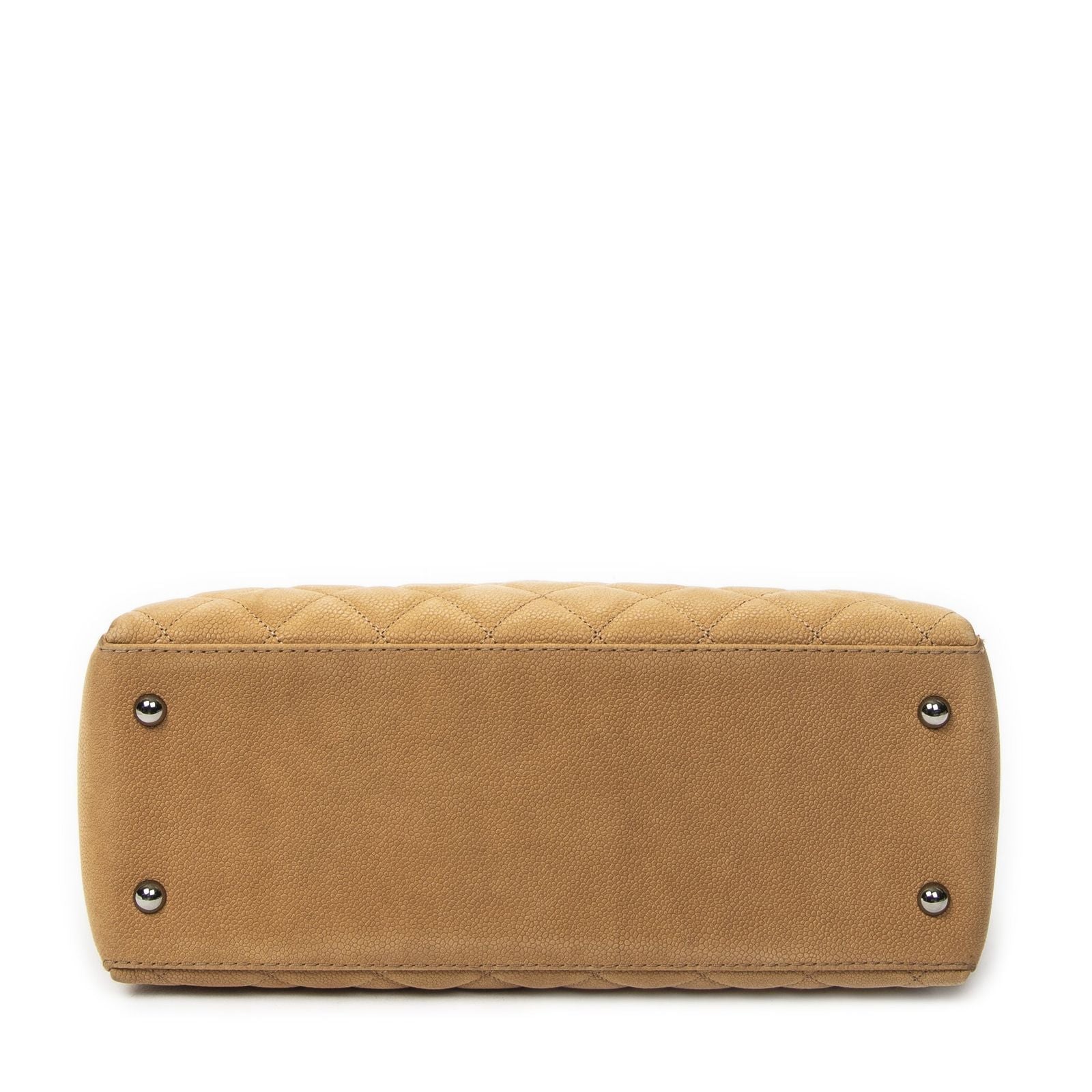 Chanel Pearly Shopping Tote Tan Quilted Caviar Leather — view 6