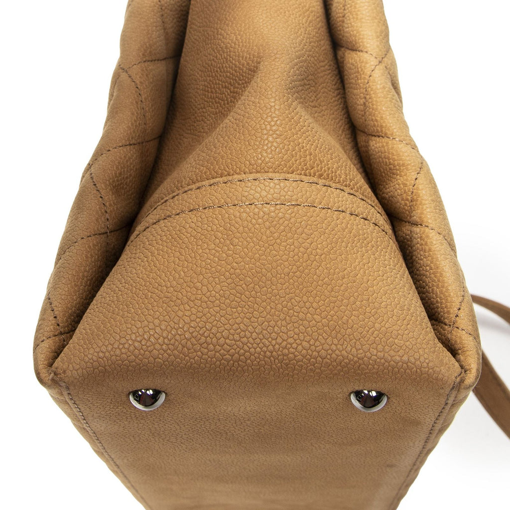 Chanel Pearly Shopping Tote Tan Quilted Caviar Leather — view 8