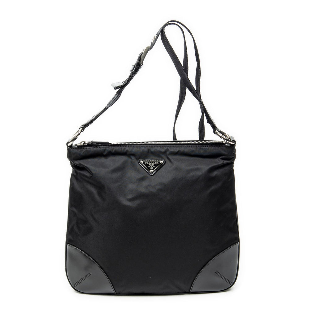Prada Square Zip Crossbody Black Nylon Canvas