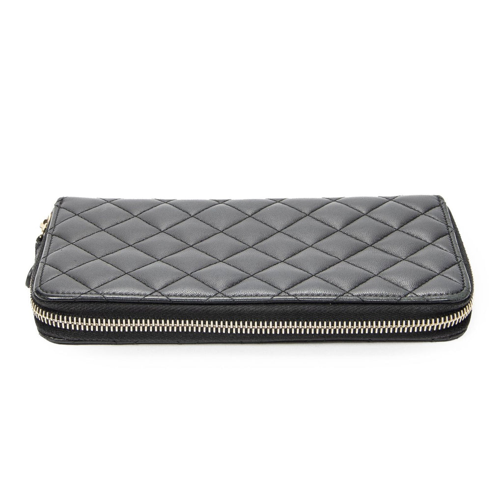 Chanel Zip Around Wallet Black Quilted Lambskin Leather — view 3