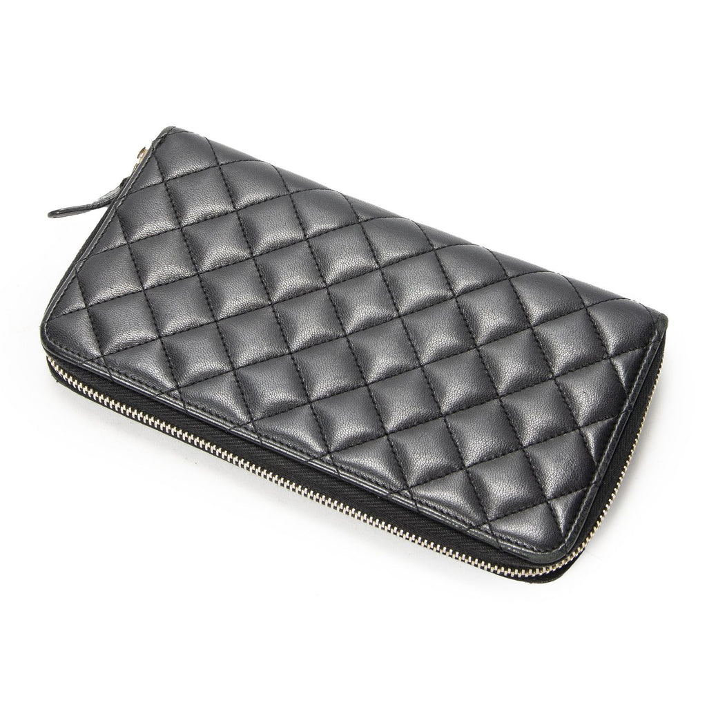 Chanel Zip Around Wallet Black Quilted Lambskin Leather — view 2