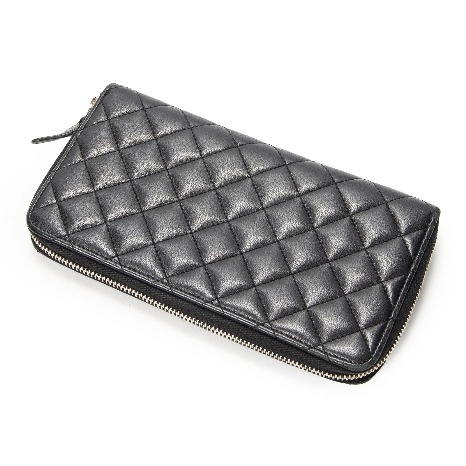 Chanel Zip Around Wallet Black Quilted Lambskin Leather — view 2