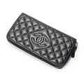 Chanel Zip Around Wallet Black Quilted Lambskin Leather