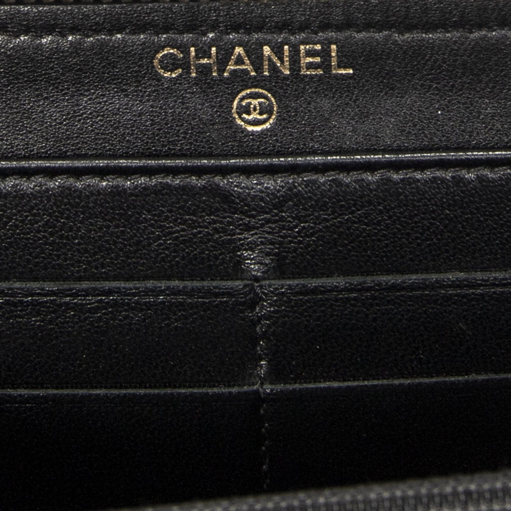 Chanel Zip Around Wallet Black Quilted Lambskin Leather — view 5