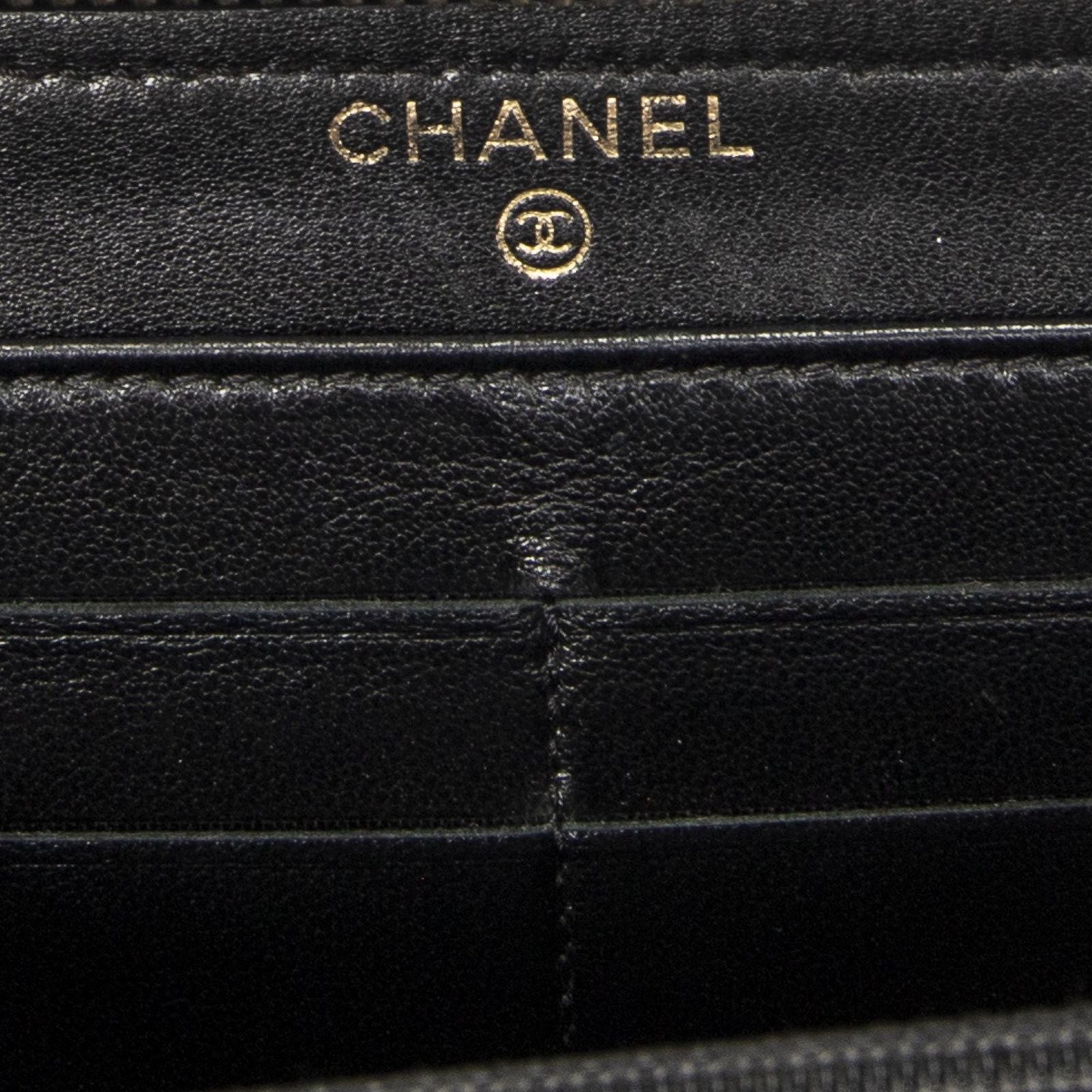 Chanel Zip Around Wallet Black Quilted Lambskin Leather — view 5
