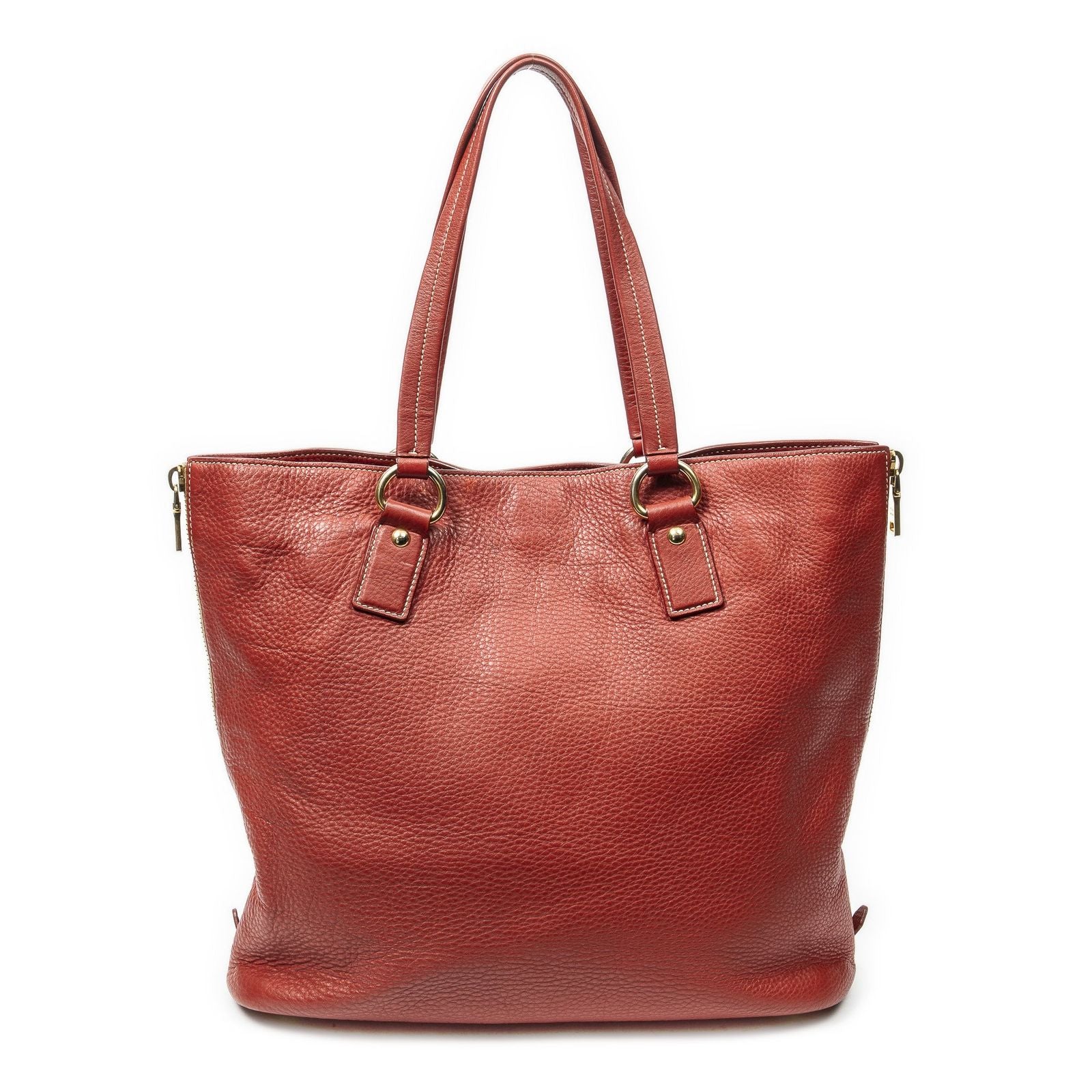 Prada Large Zip Tote Red Vitello Dyno — view 5