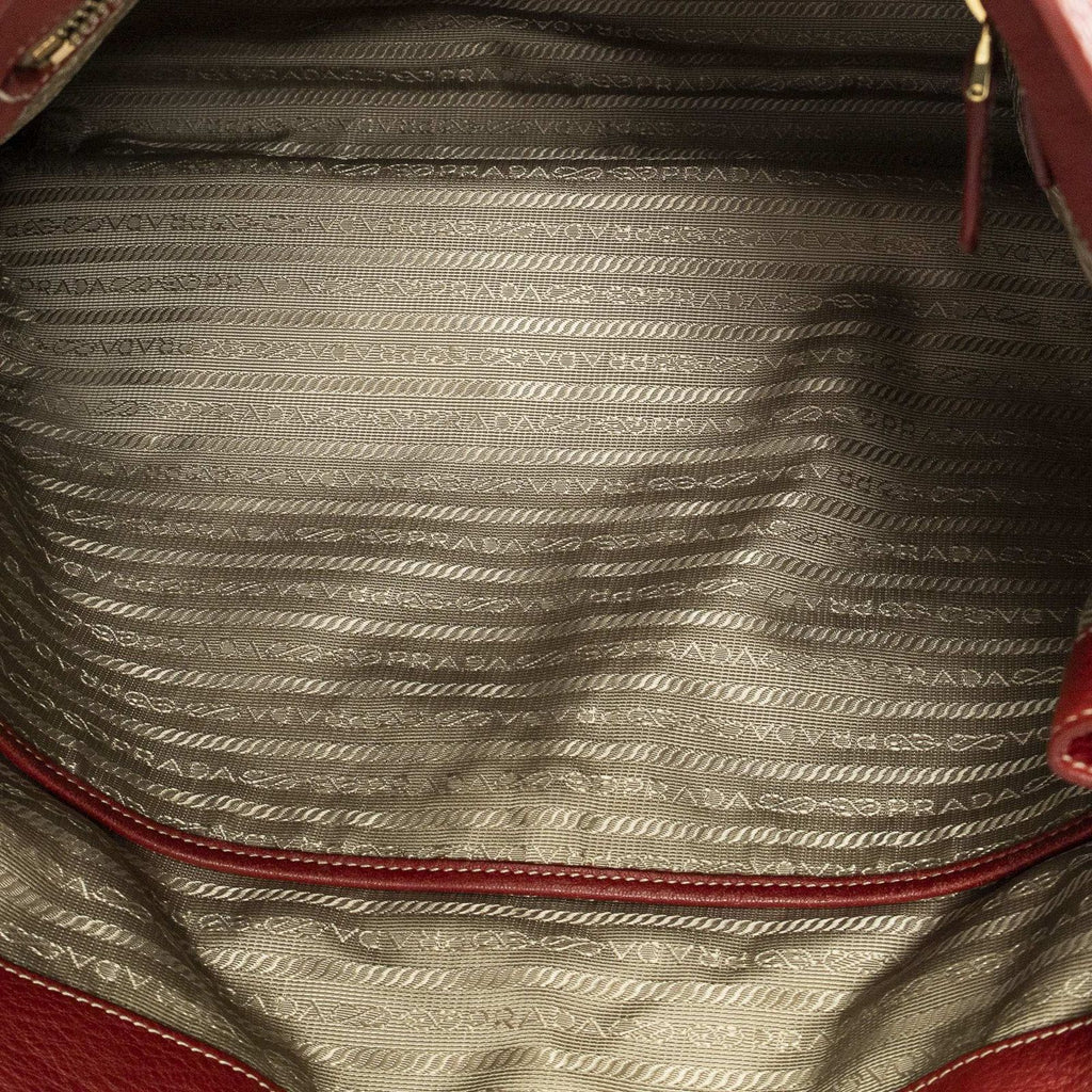 Prada Large Zip Tote Red Vitello Dyno — view 9