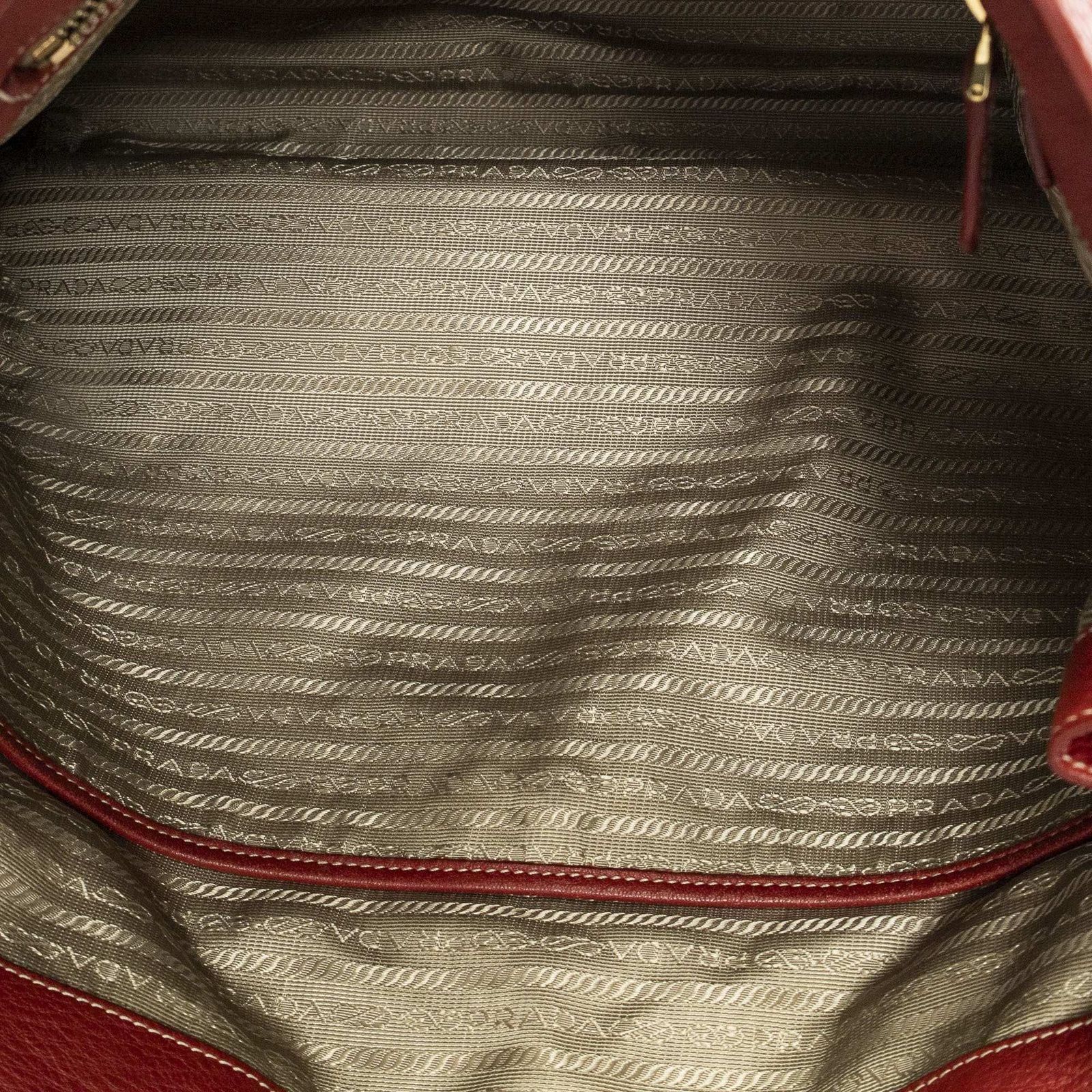 Prada Large Zip Tote Red Vitello Dyno — view 9